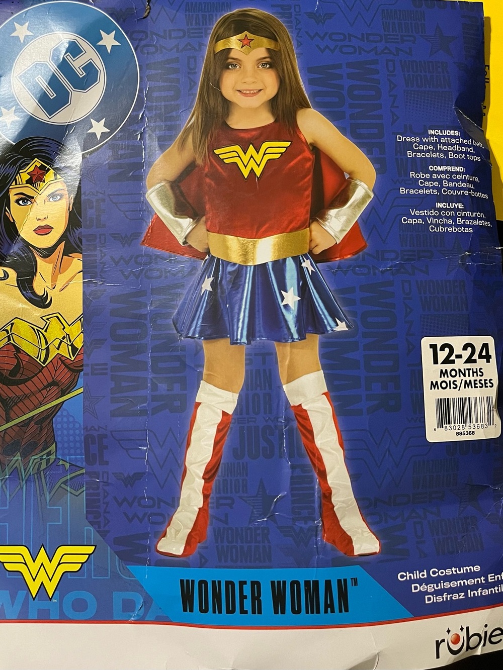 Rubie's Wonder Woman Toddler Costume - Red, Blue, Gold, White